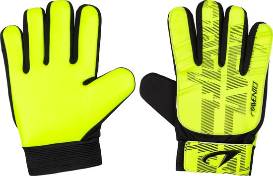 Avento keepershandschoenen junior geel/zwart (PU grip) Avento Keepershandschoenen - Junior - Geel/Zwart - Maat S - PU Grip