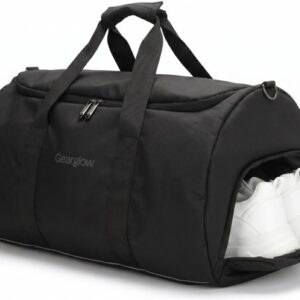 GearGlow® Sporttas met Schoenenvak - Waterafstotend - Zwart - Unisex - Ook geschikt als Weekendtas