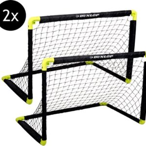 Dunlop Voetbaldoelen Set van 2 - Voetbalgoal 90 x 59 x 61 cm - Opvouwbaar - Makkelijk op te Bergen - Voetbal Training Doel voor Alle Leeftijden - Kunststof - Zwart/Geel