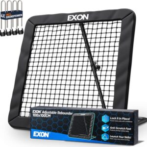 Exon® Verstelbare Rebounder XL- 100x100cm - Kickback - Tchouck - Inclusief Grondankers - Voetbal Bouncer - Voetbal Trainingsmateriaal - Zwart