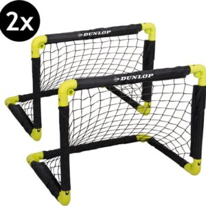 Dunlop Voetbaldoel 50 x 44 x 44 cm - Voetbaldoeltjes Set van 2 - Voetbalgoal Opvouwbaar - Voetbal Goal Makkelijk Opbergen - Voetbal Training Goals voor Kinderen - Kunststof - Zwart/ Geel