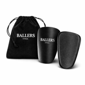 Vynix Ballers - Mini Scheenbeschermers - Mini Scheenbeschermers Voetbal - 10x6cm - Scheenbeschermers - Met opbergzakje - Mini Shinpads - Scheenbeschermers - Zwart