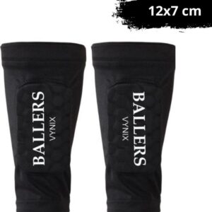 Vynix Ballers ingebouwde scheenbeschermer - Scheenbeschermers voetbal - Shin Pad Sleeve - Voetbal scheenbeschermers - 12+ jaar -Met opbergzakje 12x7cm - Zwart